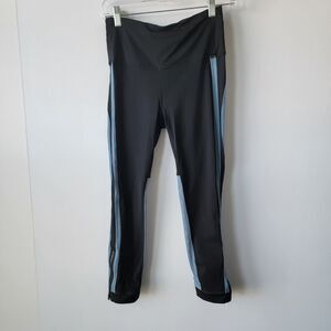 Lululemon Women's Zip The Line Crop Leggings Size 6 Black Blue Mesh Athletic